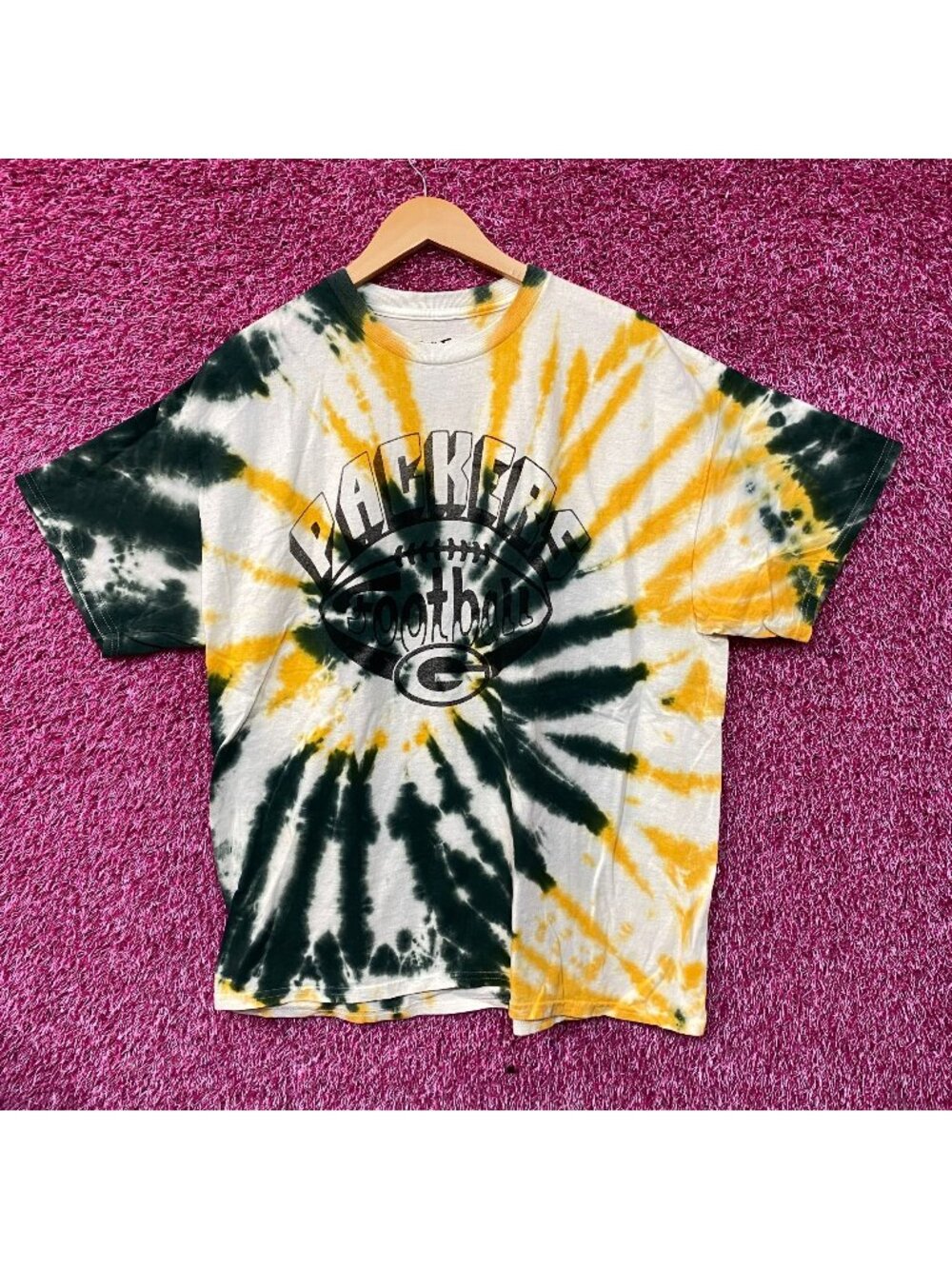 Junk Food Clothing Green Bay Packers Football Tie Dye T-Shirt Large